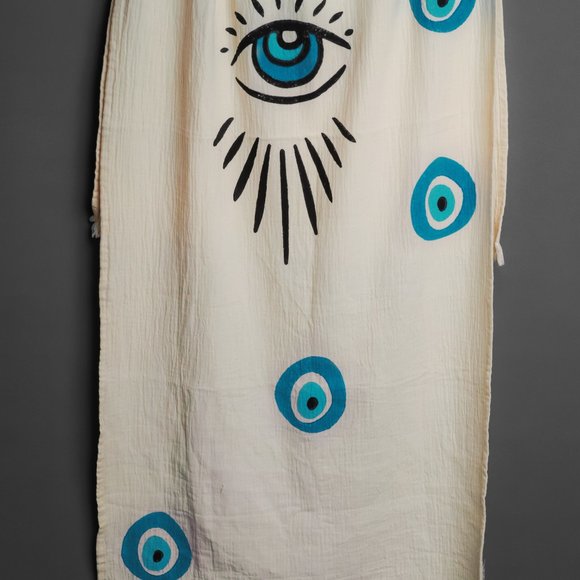 ICONIUM Luxury evil eye printed, muslin Peshtemal for women - Picture 4 of 7